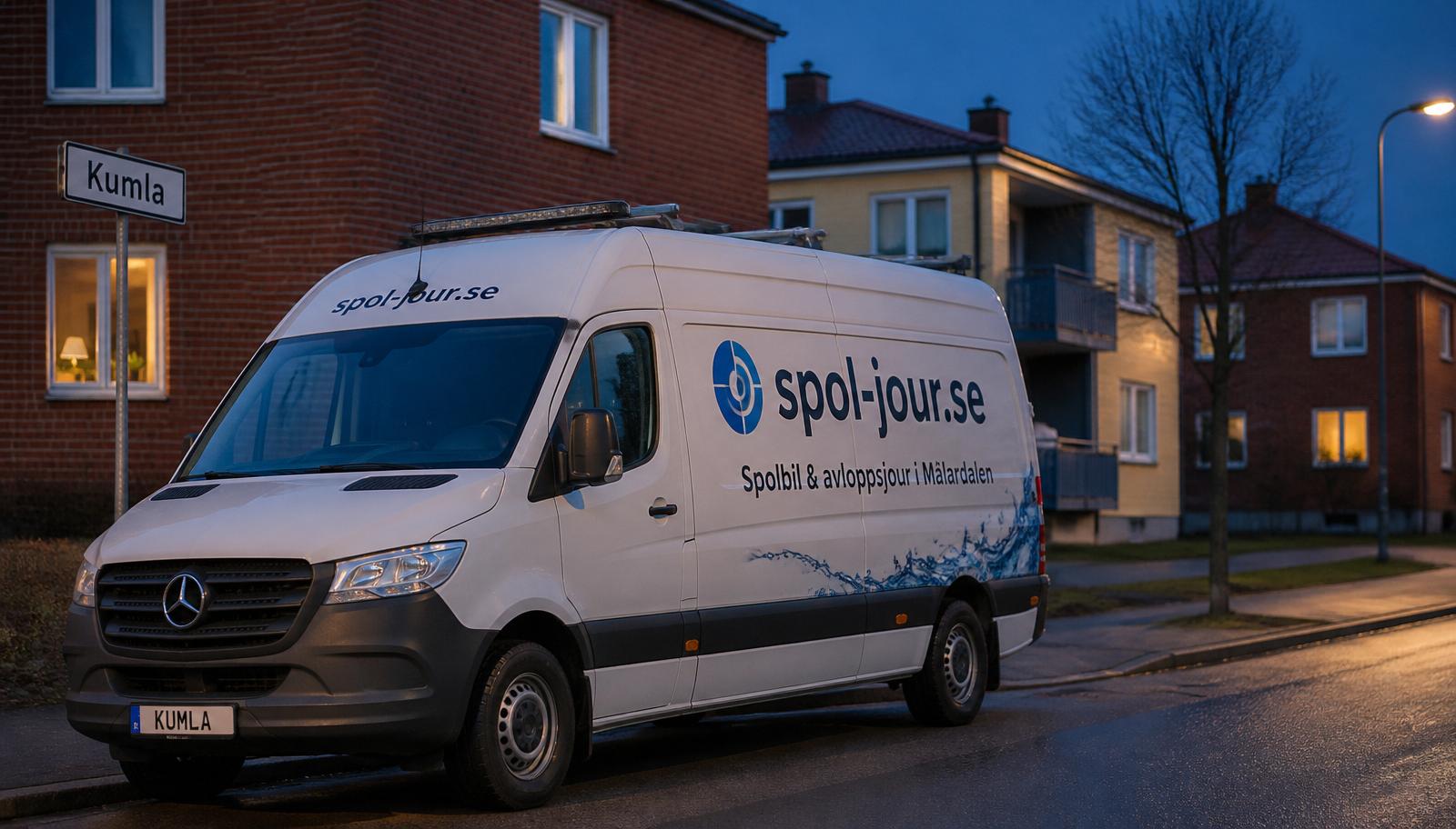 Spolbil från Spol-Jour på uppdrag i Hovsta